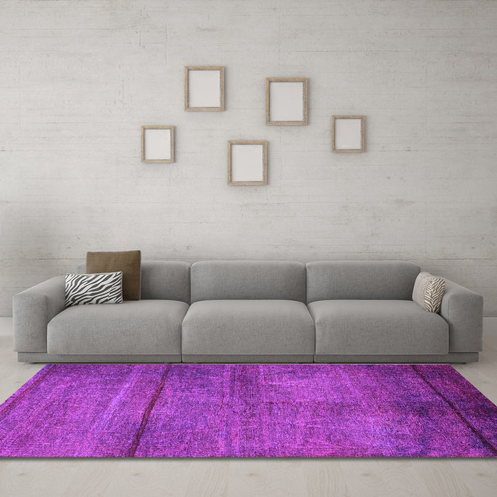 Machine Washable Oriental Purple Industrial Area Rugs in a Living Room, wshurb1310pur
