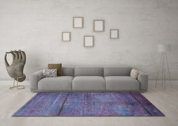 Machine Washable Oriental Light Blue Industrial Rug in a Living Room, wshurb1310lblu