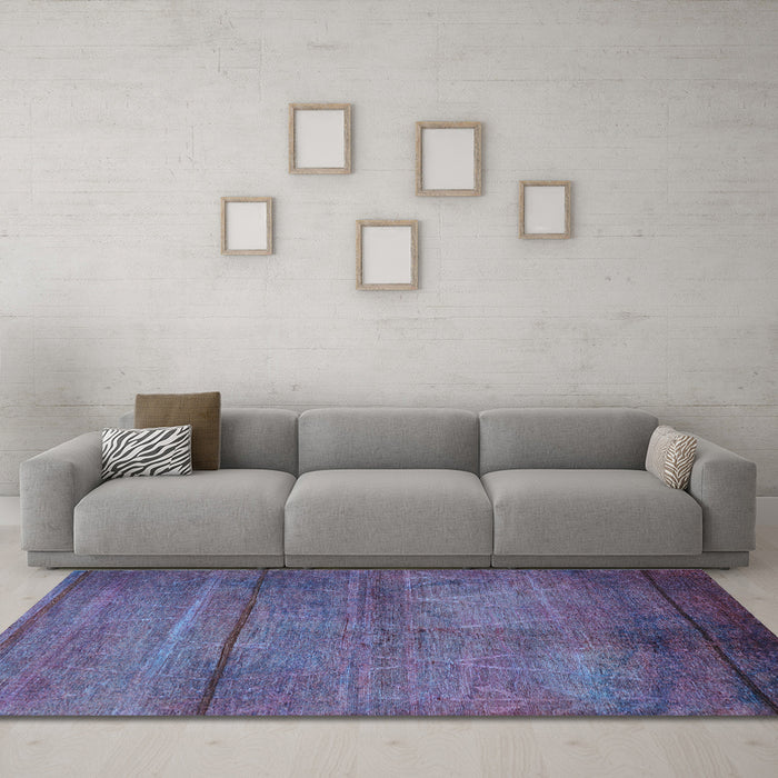 Machine Washable Oriental Light Blue Industrial Rug in a Living Room, wshurb1310lblu