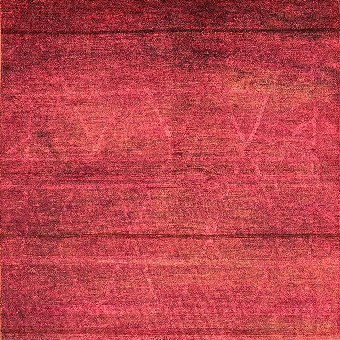 Square Machine Washable Oriental Orange Industrial Area Rugs, wshurb1310org