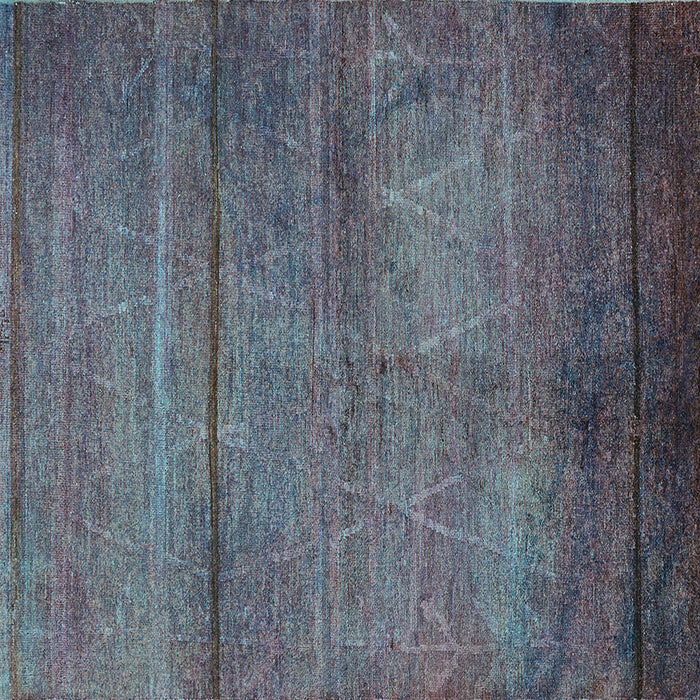 Square Machine Washable Oriental Turquoise Industrial Area Rugs, wshurb1310turq