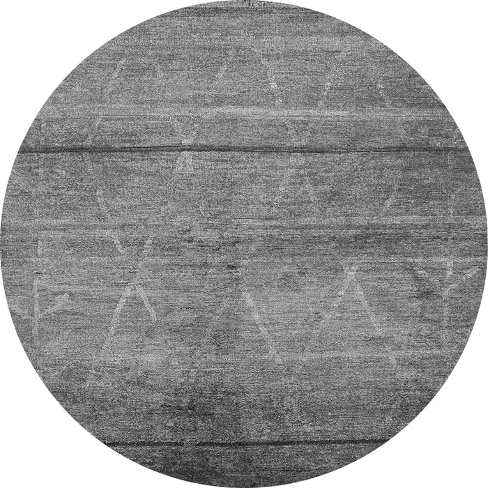 Round Machine Washable Oriental Gray Industrial Rug, wshurb1310gry