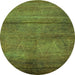 Round Oriental Green Industrial Rug, urb1310grn