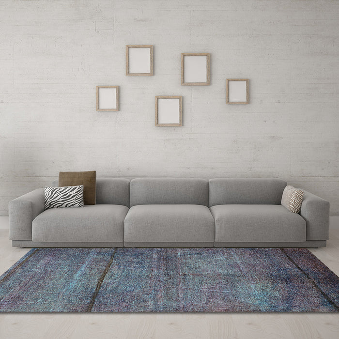 Machine Washable Oriental Turquoise Industrial Area Rugs in a Living Room,, wshurb1310turq