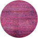 Round Machine Washable Industrial Modern Magenta Pink Rug, wshurb1310