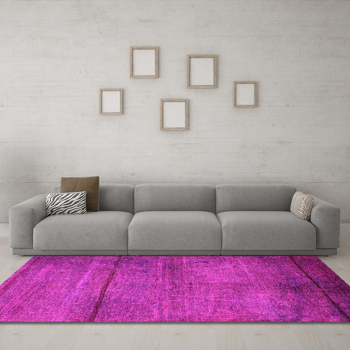 Machine Washable Oriental Pink Industrial Rug in a Living Room, wshurb1310pnk