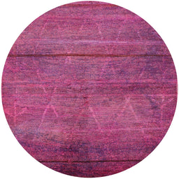 Round Mid-Century Modern Magenta Pink Oriental Rug, urb1310