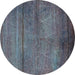 Round Oriental Turquoise Industrial Rug, urb1310turq