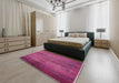 Mid-Century Modern Magenta Pink Oriental Rug in a Bedroom, urb1310