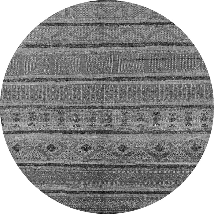 Round Machine Washable Oriental Gray Industrial Rug, wshurb1311gry