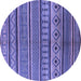 Round Machine Washable Oriental Blue Industrial Rug, wshurb1311blu