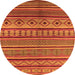 Round Machine Washable Oriental Orange Industrial Area Rugs, wshurb1311org