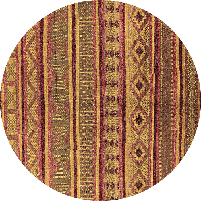 Round Oriental Brown Industrial Rug, urb1311brn