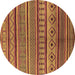 Round Oriental Brown Industrial Rug, urb1311brn