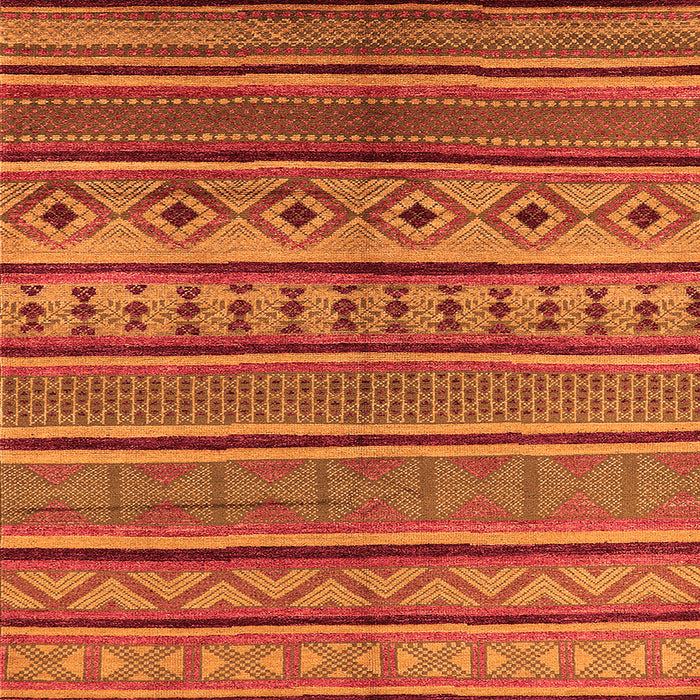 Square Machine Washable Oriental Orange Industrial Area Rugs, wshurb1311org