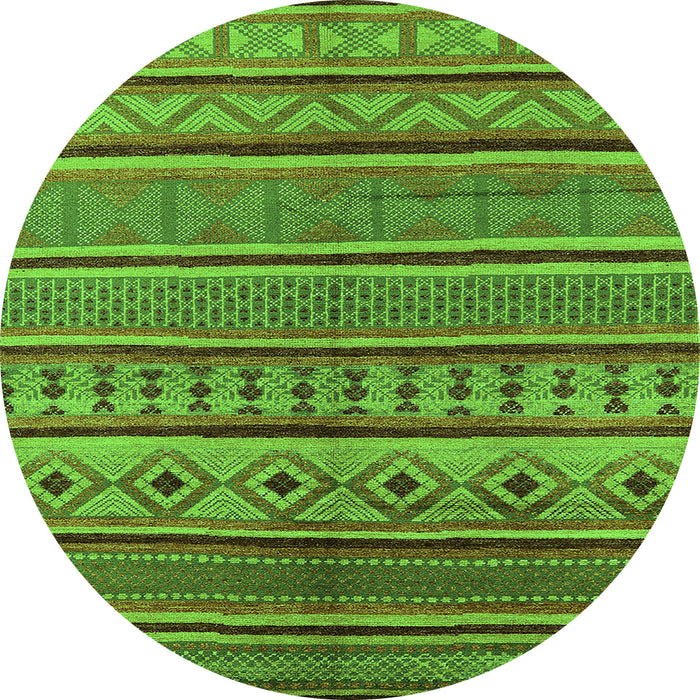 Round Machine Washable Oriental Green Industrial Area Rugs, wshurb1311grn