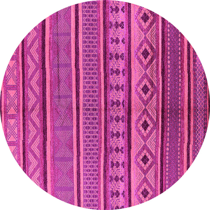 Round Machine Washable Oriental Pink Industrial Rug, wshurb1311pnk
