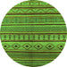 Round Oriental Green Industrial Rug, urb1311grn