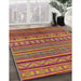 Mid-Century Modern Bright Maroon Red Oriental Rug in Family Room, urb1311