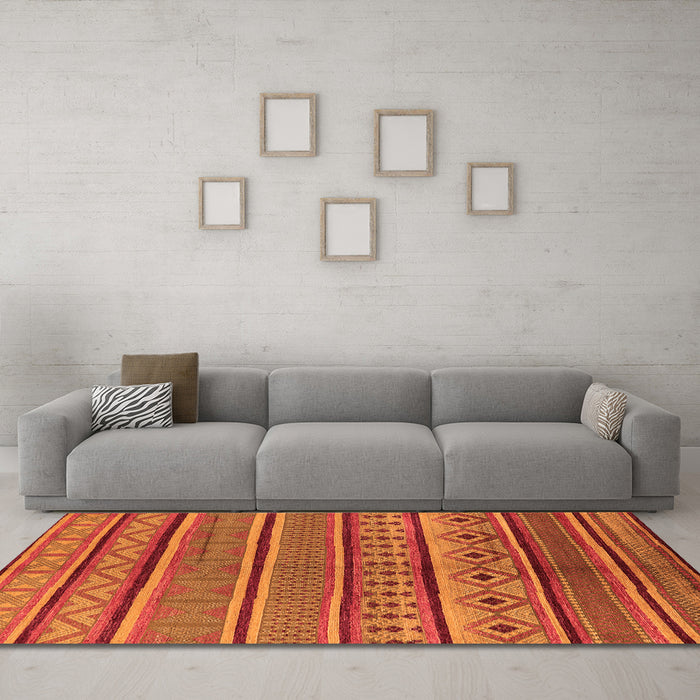 Machine Washable Oriental Orange Industrial Area Rugs in a Living Room, wshurb1311org