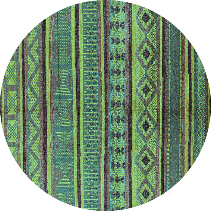Round Oriental Turquoise Industrial Rug, urb1311turq
