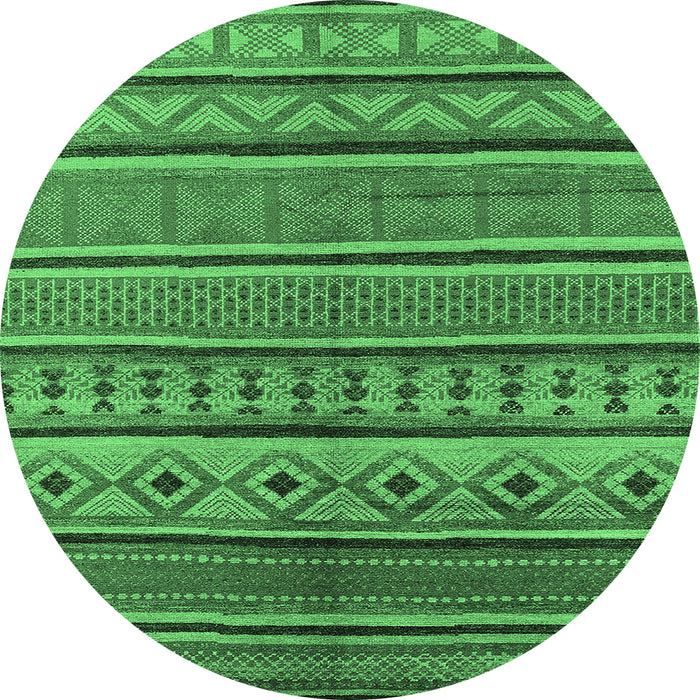 Round Oriental Emerald Green Industrial Rug, urb1311emgrn