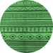 Round Oriental Emerald Green Industrial Rug, urb1311emgrn