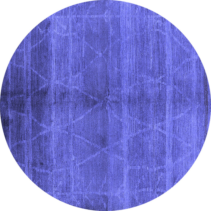 Round Machine Washable Oriental Blue Industrial Rug, wshurb1312blu
