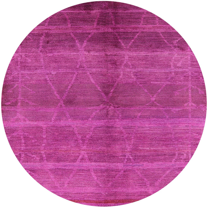 Round Machine Washable Industrial Modern Neon Pink Rug, wshurb1312