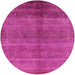 Round Machine Washable Industrial Modern Neon Pink Rug, wshurb1312