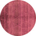 Round Oriental Brown Industrial Rug, urb1312brn