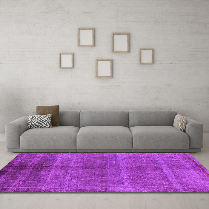Machine Washable Oriental Purple Industrial Area Rugs in a Living Room, wshurb1312pur