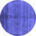 Round Oriental Blue Industrial Rug, urb1312blu