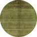 Round Oriental Green Industrial Rug, urb1312grn