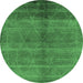 Round Oriental Emerald Green Industrial Rug, urb1312emgrn