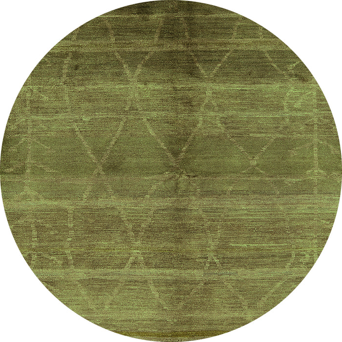 Round Machine Washable Oriental Green Industrial Area Rugs, wshurb1312grn