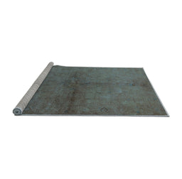 Sideview of Machine Washable Oriental Light Blue Industrial Rug, wshurb1313lblu