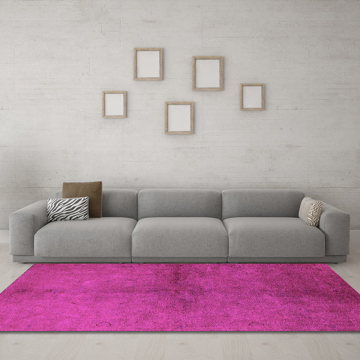 Machine Washable Oriental Pink Industrial Rug in a Living Room, wshurb1313pnk