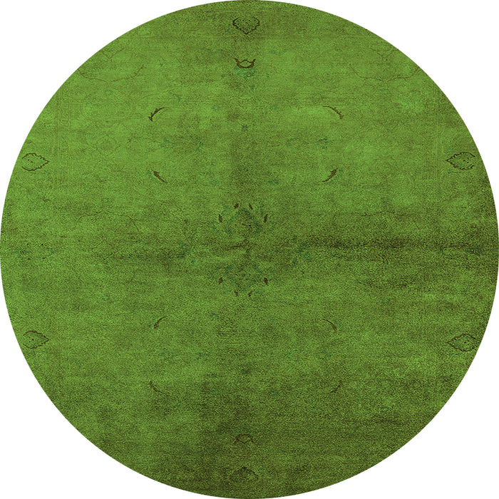 Round Oriental Green Industrial Rug, urb1313grn