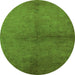 Round Oriental Green Industrial Rug, urb1313grn