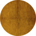 Round Oriental Yellow Industrial Rug, urb1313yw