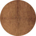 Round Oriental Brown Industrial Rug, urb1313brn