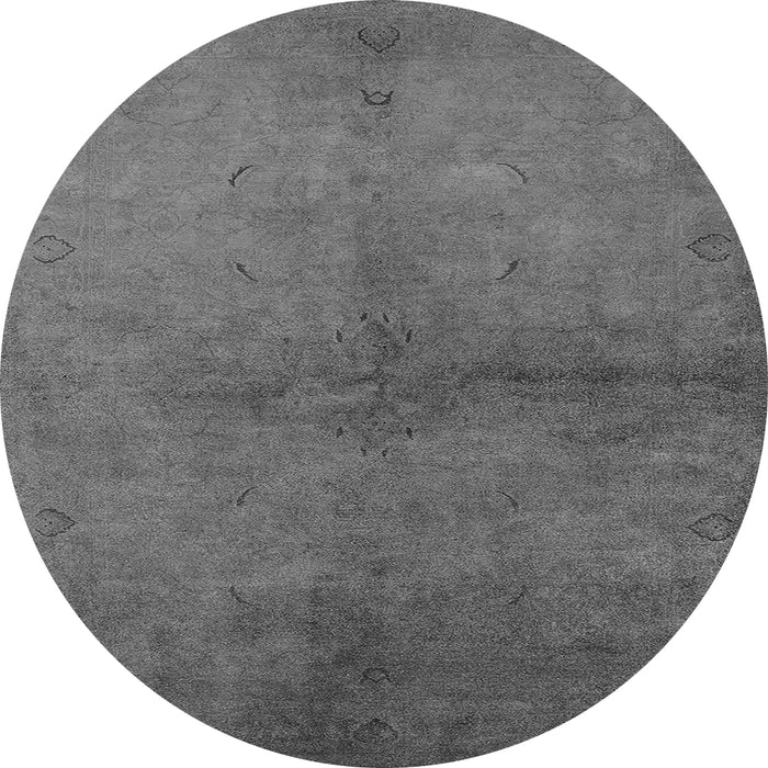 Round Machine Washable Oriental Gray Industrial Rug, wshurb1313gry