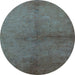 Round Oriental Light Blue Industrial Rug, urb1313lblu