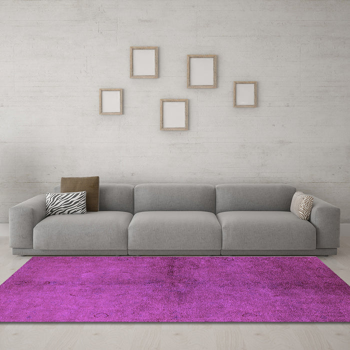 Machine Washable Oriental Purple Industrial Area Rugs in a Living Room, wshurb1313pur