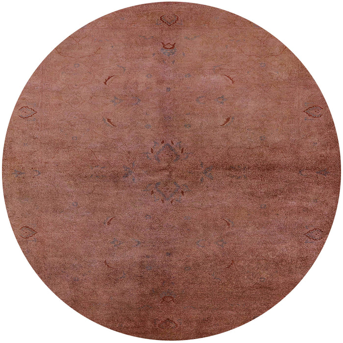 Round Mid-Century Modern Mahogany Brown Oriental Rug, urb1313