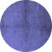 Round Oriental Blue Industrial Rug, urb1313blu