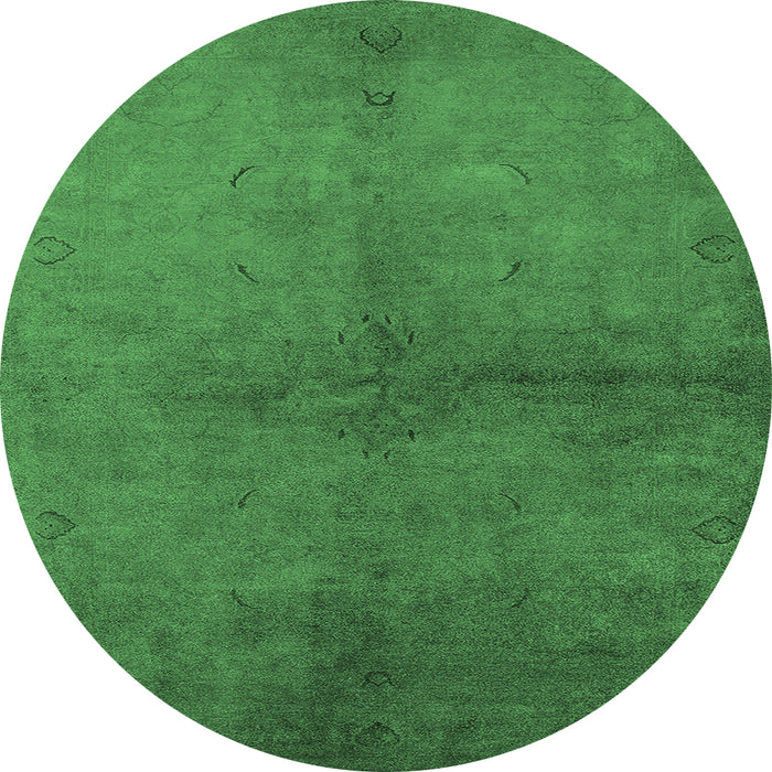 Round Oriental Emerald Green Industrial Rug, urb1313emgrn