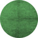 Round Oriental Emerald Green Industrial Rug, urb1313emgrn