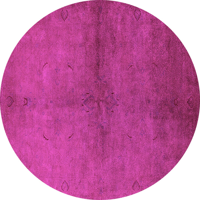 Round Machine Washable Oriental Pink Industrial Rug, wshurb1313pnk
